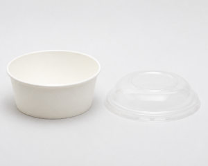 650 ml Round Paper Tray with PET Lid - 16.5 cm Top