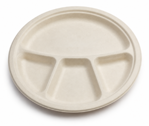 12 inch Bagasse 4-Compartment Round Plate