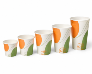 Printed Single Wall Paper Cup Family in 4 oz to 20 oz Sizes