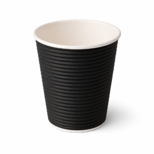 8 oz Black Round Paper Ripple Cup