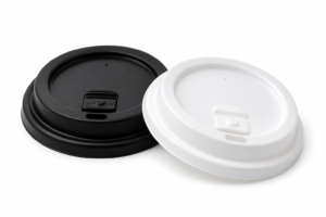 Reclosable Lid for 8 oz Cup - Black/White