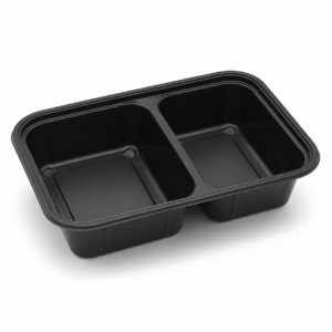 Black Base Heavy Duty Rectangular Container 2 Compartment