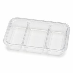 Clear Base Heavy Duty Rectangular Container 3 Compartment