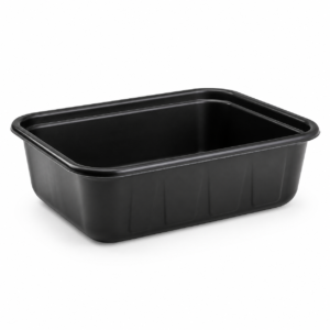 650 ml Black Heavy Duty Rectangular Food Container