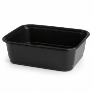1000 ml Black Heavy Duty Rectangular Food Container