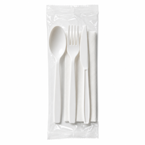 White Heavy Duty Cutlery Pack - Spoon, Fork, Knife, Napkin