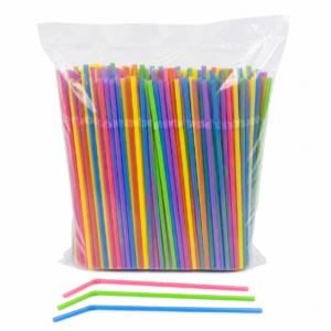 6 mm Plastic Flexible Straw - 250 pcs/bag