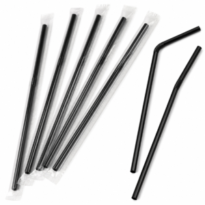 6 mm Black Plastic Straw - Wrapped