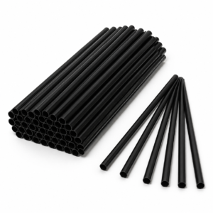 8 mm Black Plastic Straw - Without Wrap