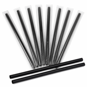 8 mm Black Plastic Straw - Wrapped