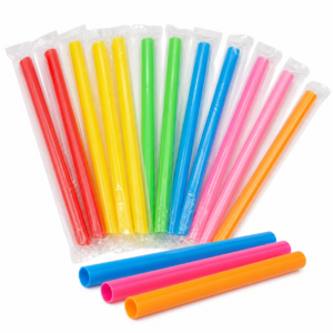 12 mm Mixed Color Plastic Straw - Wrapped