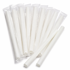 12 mm Milky White Plastic Straw - Wrapped