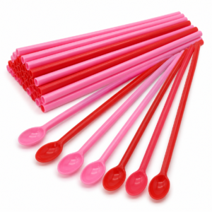 8 mm Spoon Straw - Pink/Red