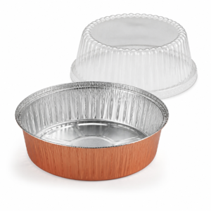 Aluminum 8 in round foil take-out pan with dome lid