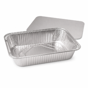 12 × 8 in Deep Rectangular Aluminum Foil Take-Out Container with Lid