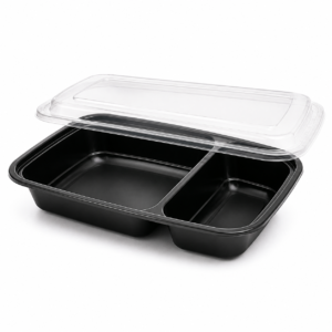 PP Rectangular Food Container 32 oz 2-Compartment with Lid