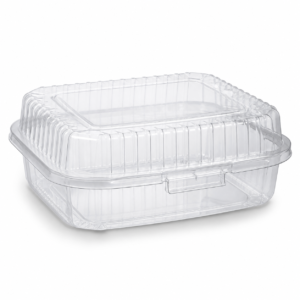 32 oz PET Rectangular Hinged Container I-Lock - Clear