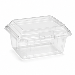 12 oz PET Straight Base Hinged Container I-Lock - Clear