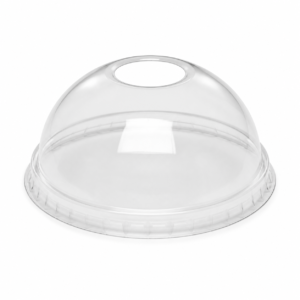 PET Vented Dome Lid 1″ Hole - Clear