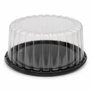 PET 3.5 in Fluted Dome with Black Base for 7 in Cake - Black/Clear