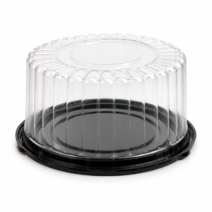 PET 4.75 in Fluted Dome with Black Base for 7 in Cake - Black/Clear