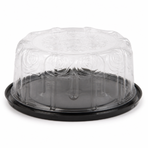 PET 3.5 in Rose Dome with Black Base for 8 in Cake - Black/Clear
