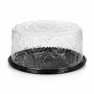 PET 5.5 in Rose Dome with Black Base for 8 in Cake - Black/Clear
