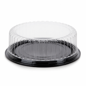 PET 3 in Fluted Dome with Black Base for 8 in Cake - Black/Clear