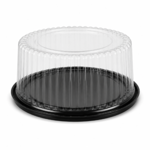 PET 4 in Fluted Dome with Black Base for 8 in Cake - Black/Clear