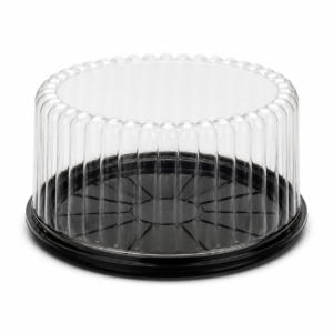 PET 5 in Fluted Dome with Black Base for 8 in Cake - Black/Clear
