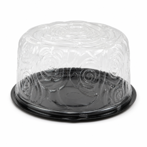 PET 4.5 in Rose Dome with Black Base for 9 in Cake - Black/Clear