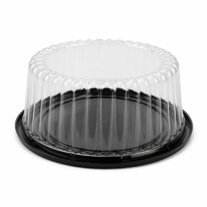 PET 4.25 in Fluted Dome with Black Base for 9 in Cake - Black/Clear