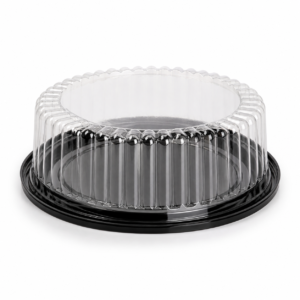 PET 3.5 in Fluted Dome with Black Base for 9 in Cake - Black/Clear