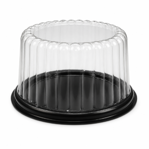 PET 5 in Fluted Dome with Black Base for 9 in Cake - Black/Clear