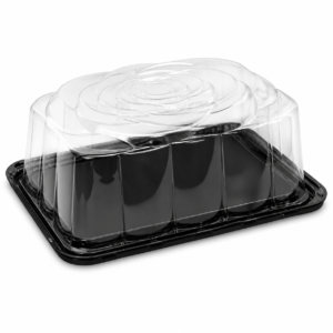 PET 5 in Rose Dome with Black Base for 1/4 Sheet Cake - Black/Clear