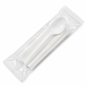 PP Spoon + 2 Napkins - White