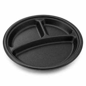 EPS 9″ 3-Compartment Foam Plate - Black