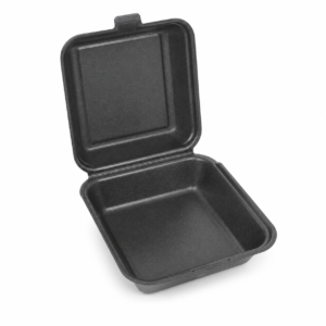 EPS Foam Hinged Container 6×6 Large Hamburger - Black