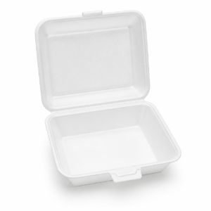 EPS Foam Hinged Container 7×8 Medium 1-Compartment 1-Tab Style B - White - 4/50