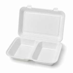 EPS Foam Hinged Container 205 2-Compartment - White - 1/100