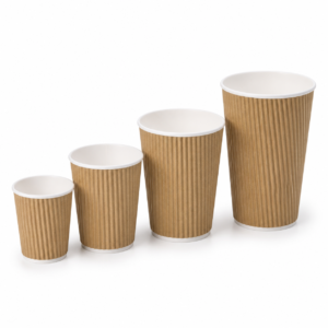 Kraft Ripple Wall PLA Paper Cup Family in 4 oz to 16 oz Sizes