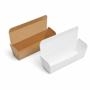 155 x 65 x 55 mm Kraft and White Paper Takeaway Box