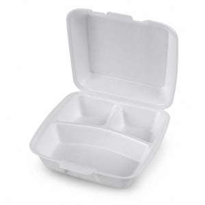 Foam Double Tray 8 x 8.25 in with Compartment - White