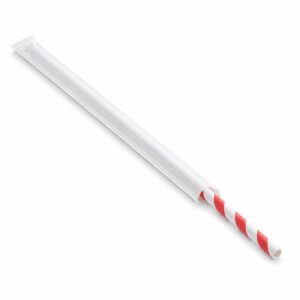 7.75 in Wrapped Red Stripe Paper Straws