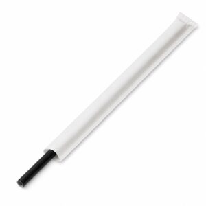 7.75 in Wrapped Black Stripe Paper Straws