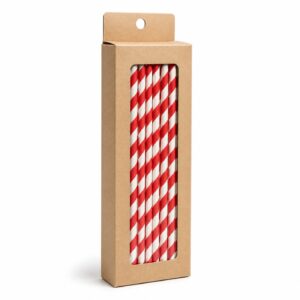 Paper Straw 7.75 in - Red Stripes Retail Pack