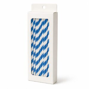 Paper Straw 7.75 in - Blue Stripes Retail Pack