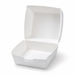 White Paperboard Hamburger Clamshell