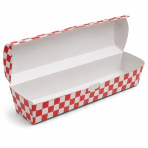 Red Check Paper Hot Dog Clamshell