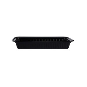 Black Base Heavy Duty Rectangular Container Family in 8 oz to 58 oz Sizes